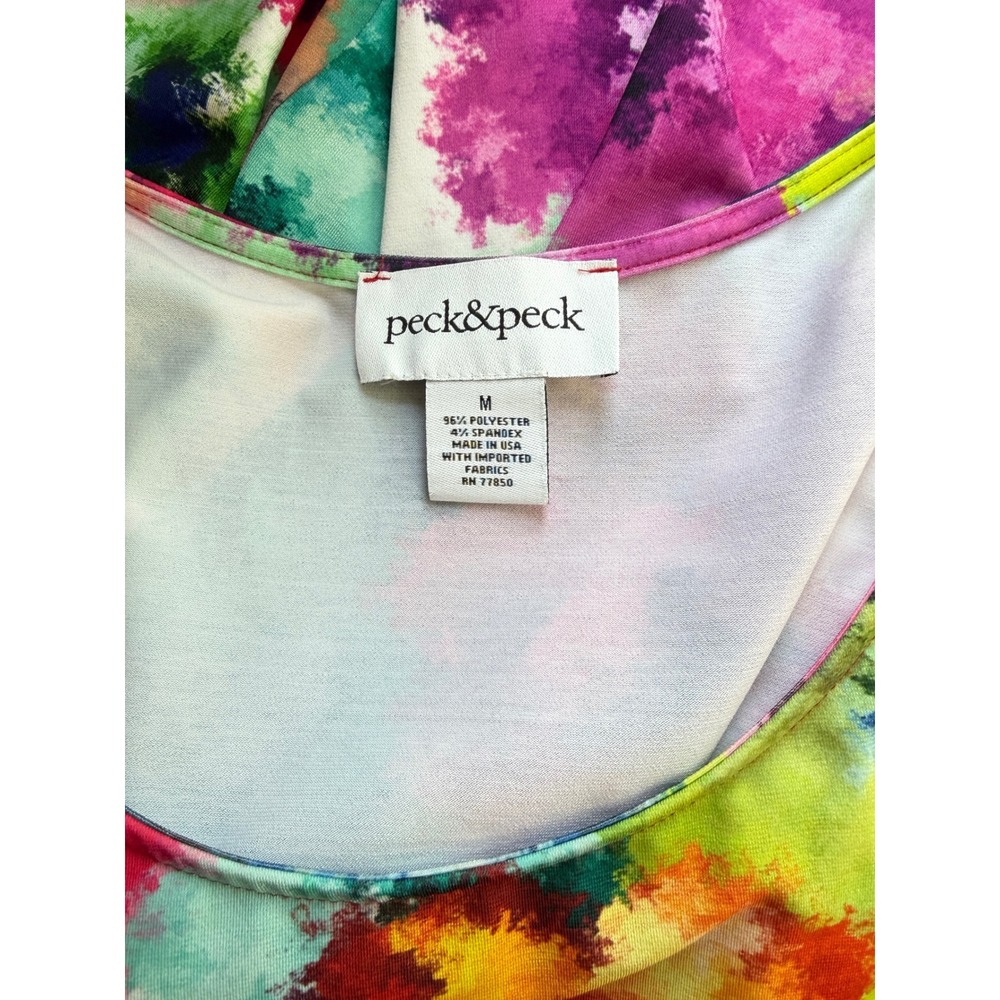 Y2K Peck&Peck Colorful Rainbow Abstract Floral Top Womens Medium Boho Festival - Picture 5 of 8
